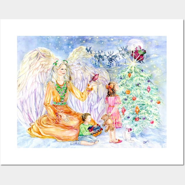 Christmas Tidings Holly Angel Wall Art by cristinahansen